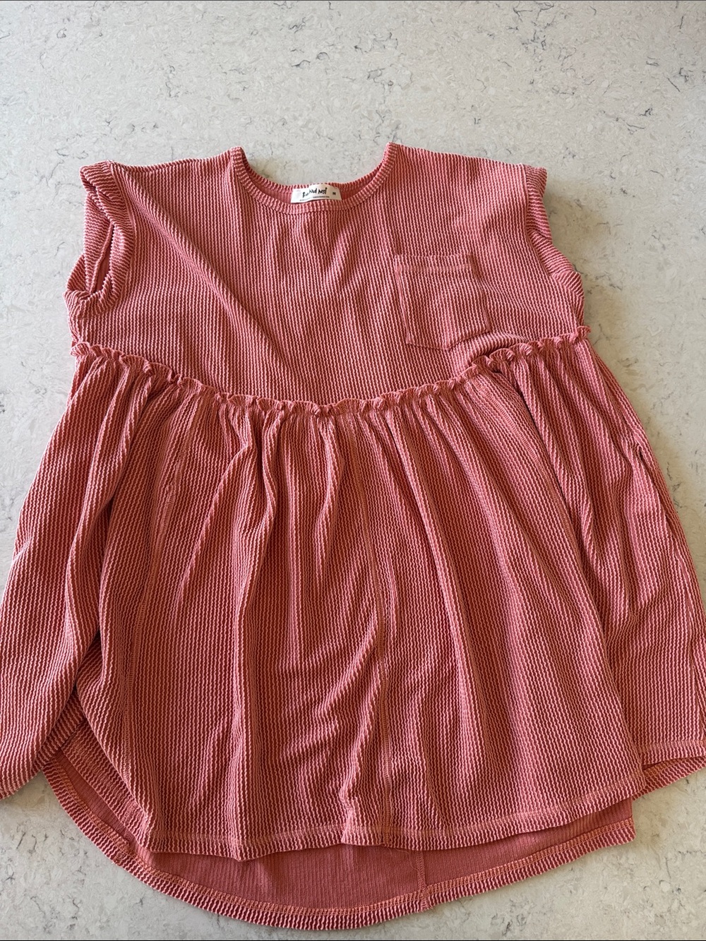 Three Bird Nest Oversized Babydoll Textured Dress size M coral/ orange